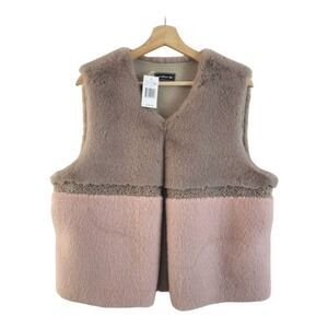 Madison 88 $159 Sz‎ L/XL Fashion Vest Faux Fur-Courdroy Pink/Mauve Pockets